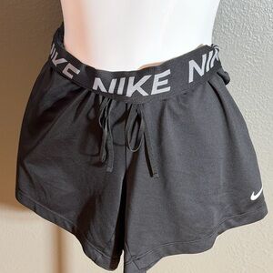 Nike Black Women's Elastic Waist Athletic Shorts with Logo